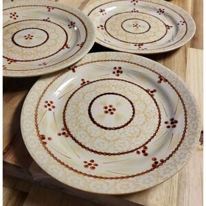 3 Each Temptations Bakeware Old‎ World 7.5" Plate, Underplate, Brown And Tan
